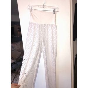 LA Class white wide leg diamond cutout beach pants
